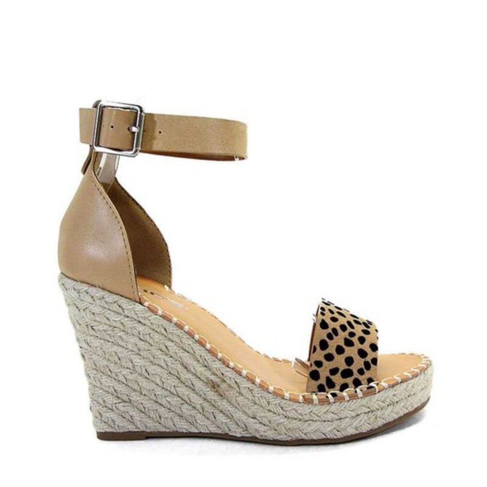 Soda Wedge Cheetah Tan Print Espadrille Sandals - Picture 4 of 7